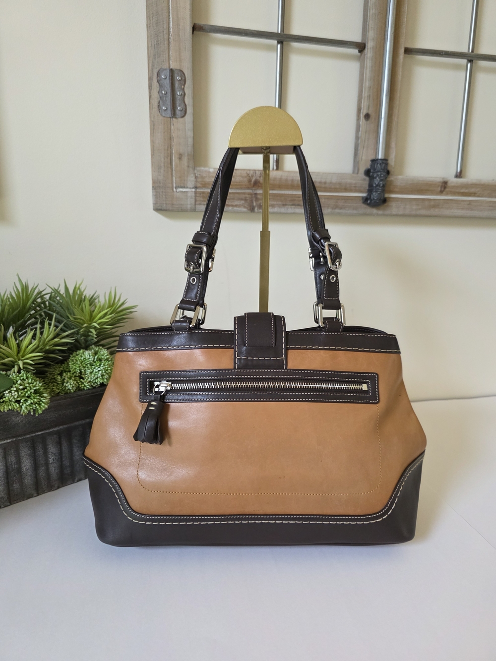 Vintage Coach Hamptons Carryall Tote Leather Suede Signature Shoulder Bag - Picture 11 of 16